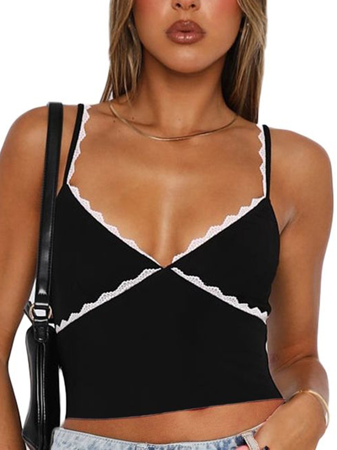 

LULU & SKY Print Bralette Crop Top, Black
