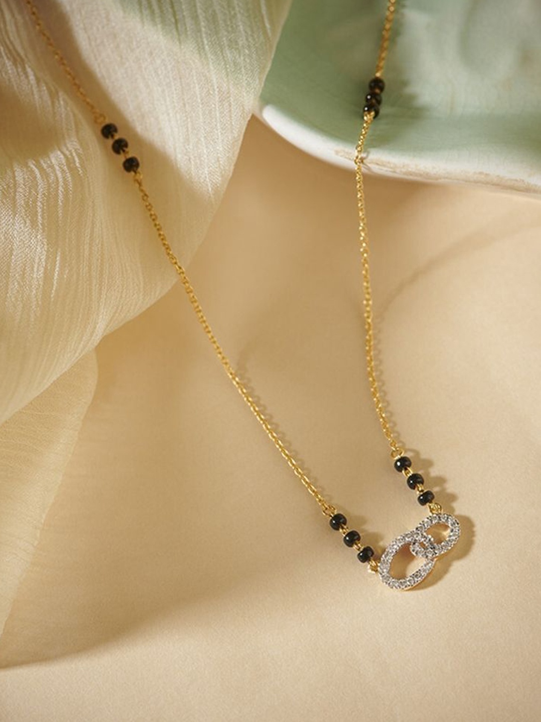 

Wynona Gold-Plated Artificial Stones and Beads Mangalsutra