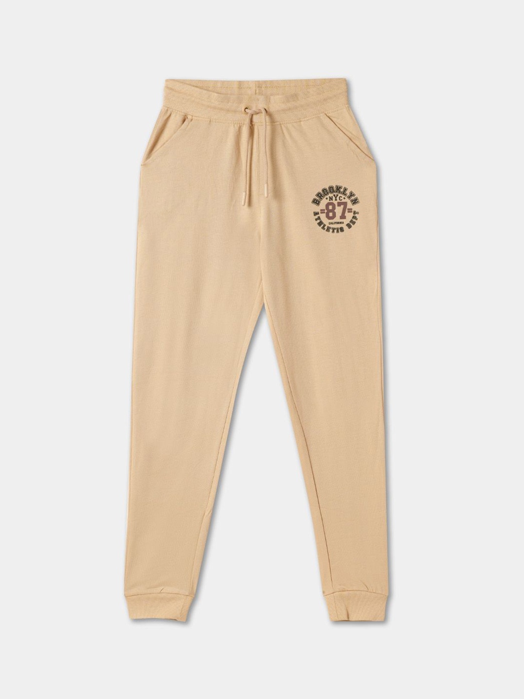 

R&B Boys Cotton Mid Rise Joggers, Beige