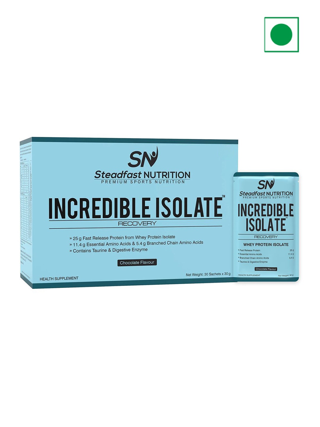 

Incredible Isolate Whey Protein Blend Instant Recovery Chocolate 30 Sachets 900g, Navy blue