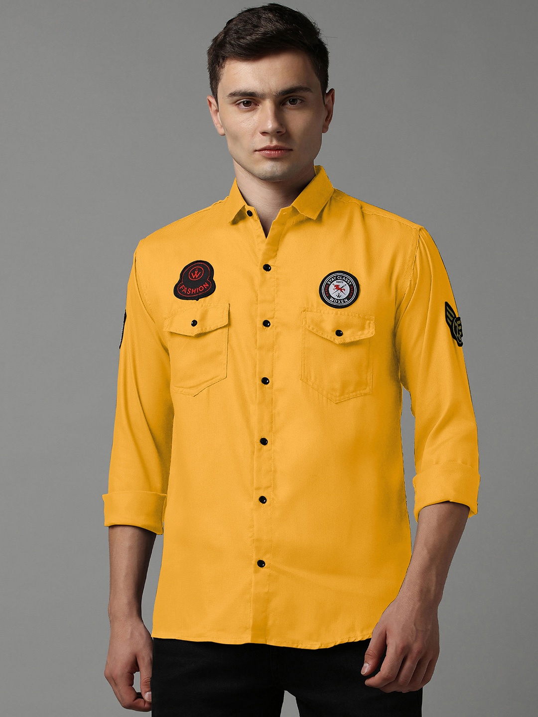 

WOXEN Men Original Opaque Casual Shirt, Yellow