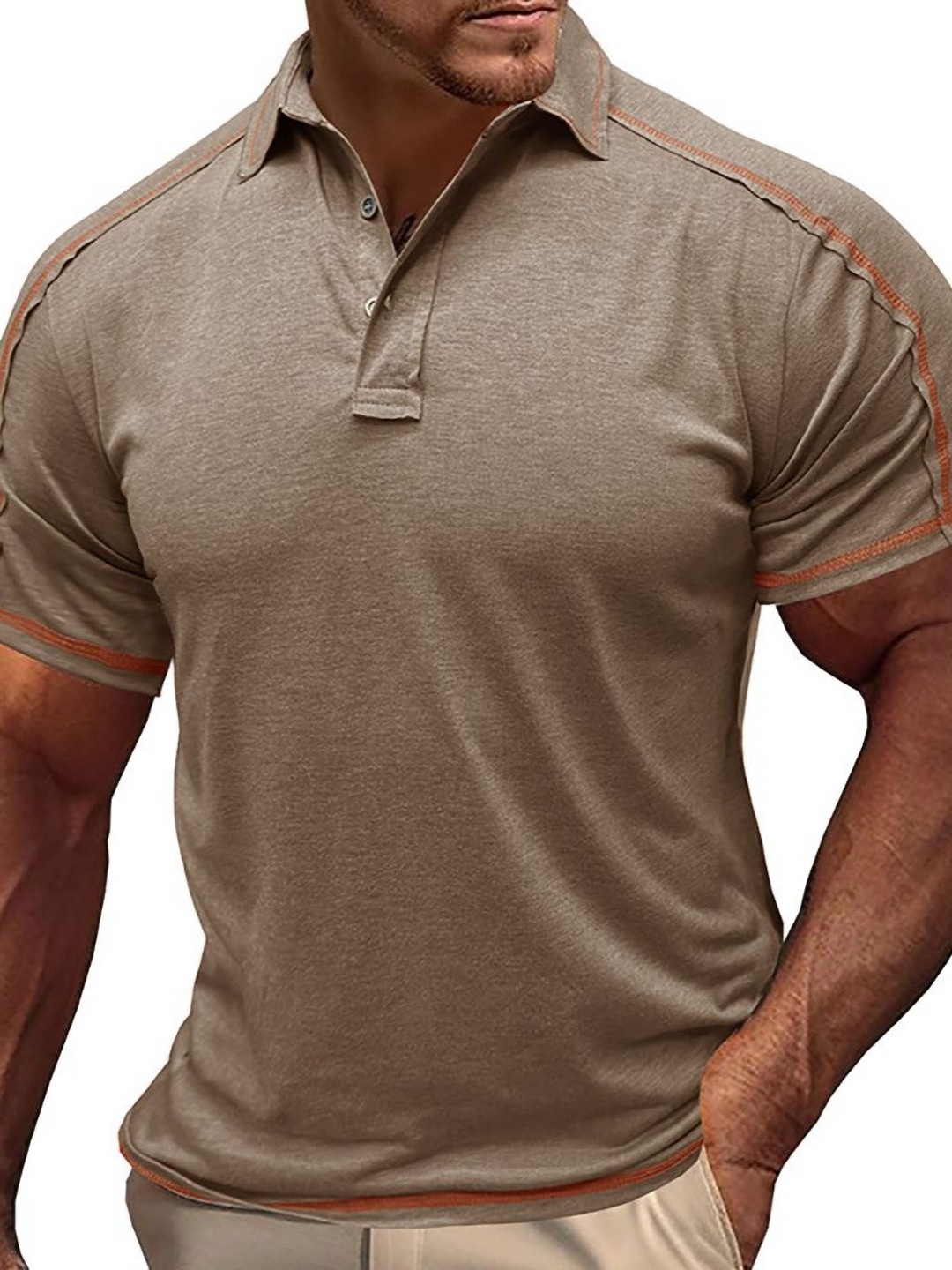 

StyleCast x Revolte Men Polo Collar T-shirt, Khaki