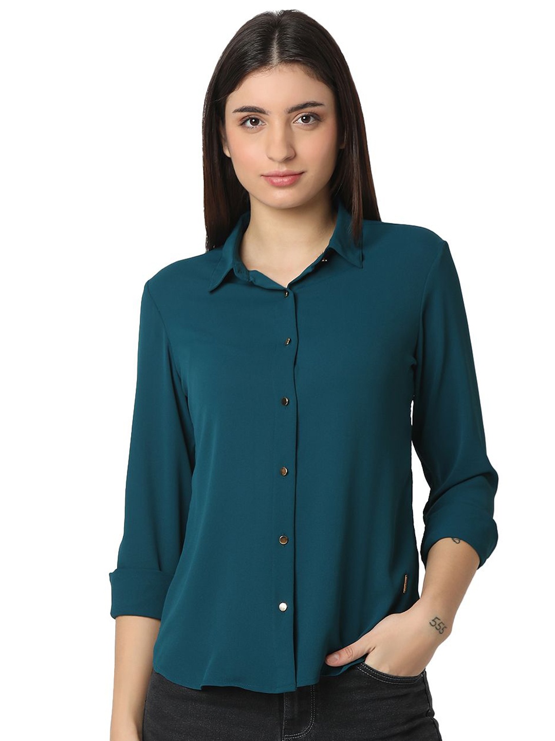 

SPYKAR Women Opaque Casual Shirt, Blue