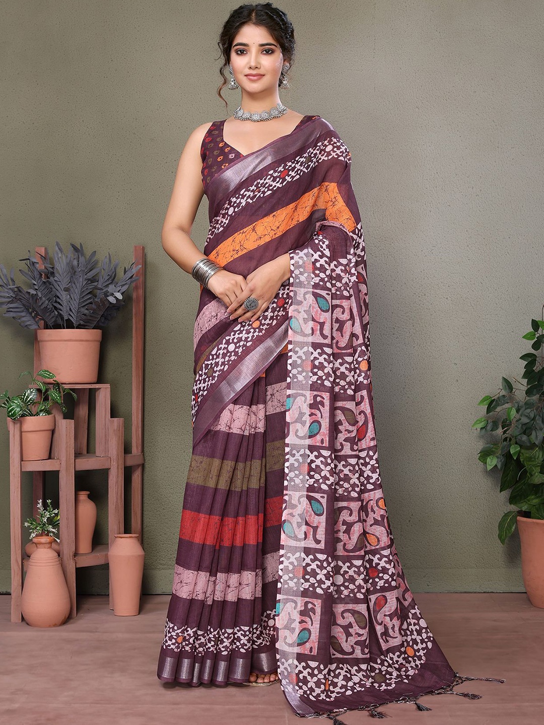 

KALINI Floral Silk Cotton Saree, Pink