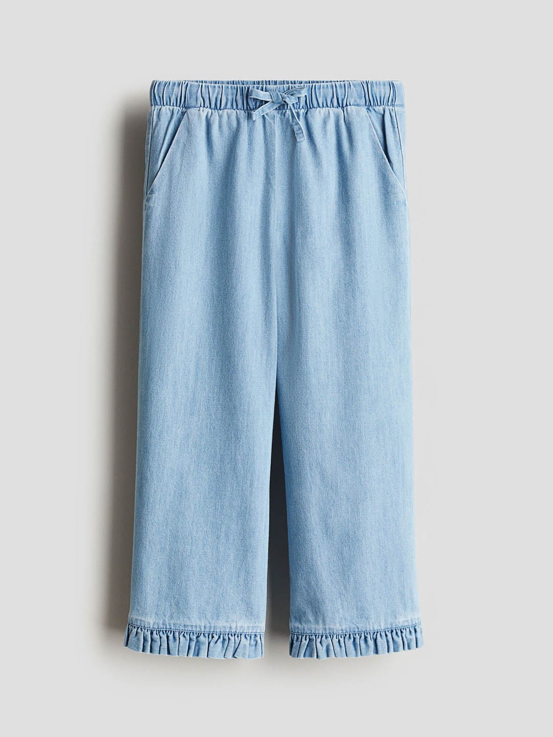 

H&M Girls Wide Frill-Trimmed Trousers, Blue