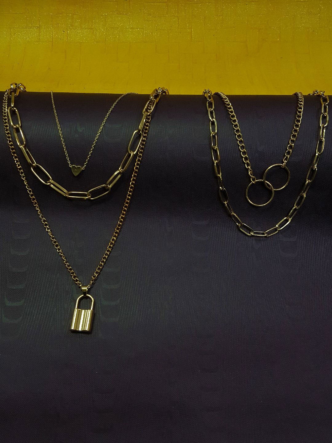 

DressBerry Set Of 2 Gold-Plated Multi Layered Necklace
