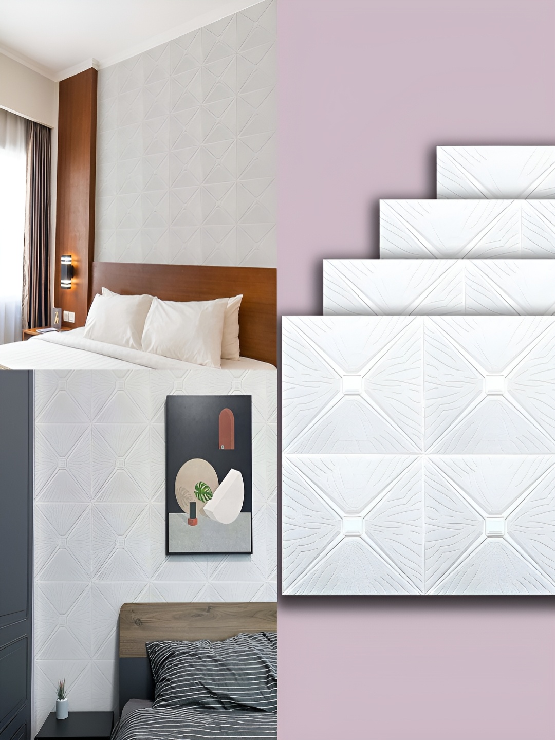 

Lukzer 4-Pcs White Self-Adhesive Wall Panels