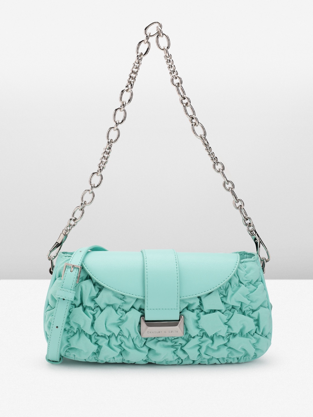 

CHARLES & KEITH Textured Structured Shoulder Bag, Green