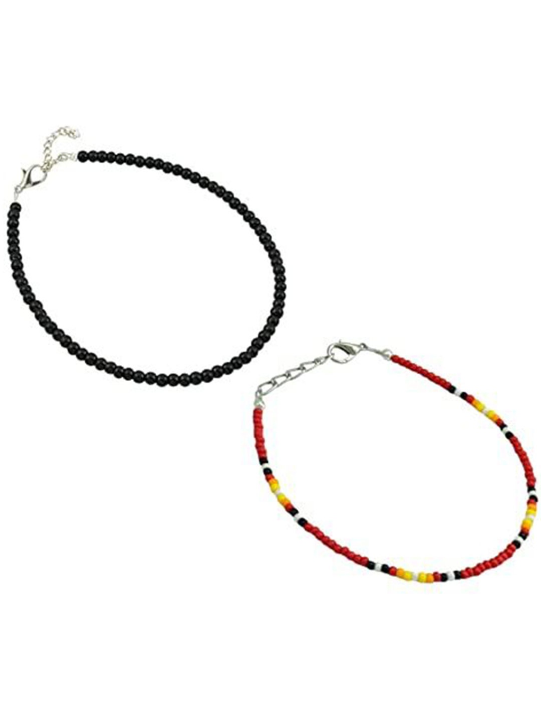 

HIGH TRENDZ Women Set of 2 Anklets, Black