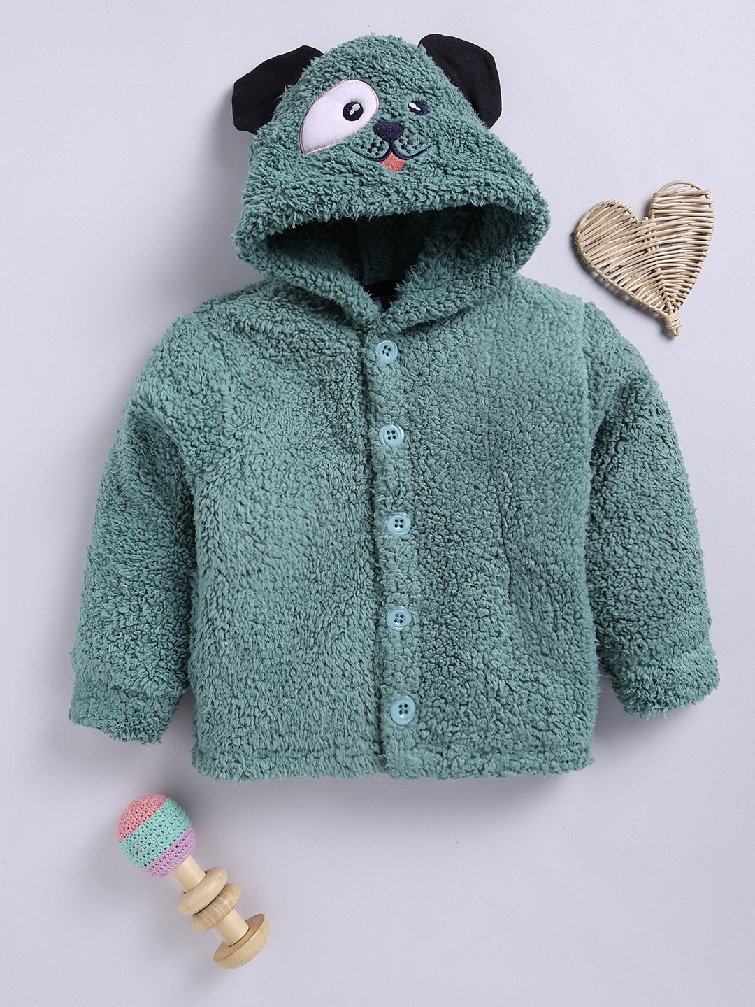 

Moms Love Infant Boys Hooded Tailored Fleece Jacket, Green