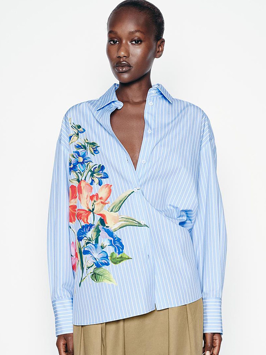 

LULU & SKY Striped Shirt Style Top, Blue