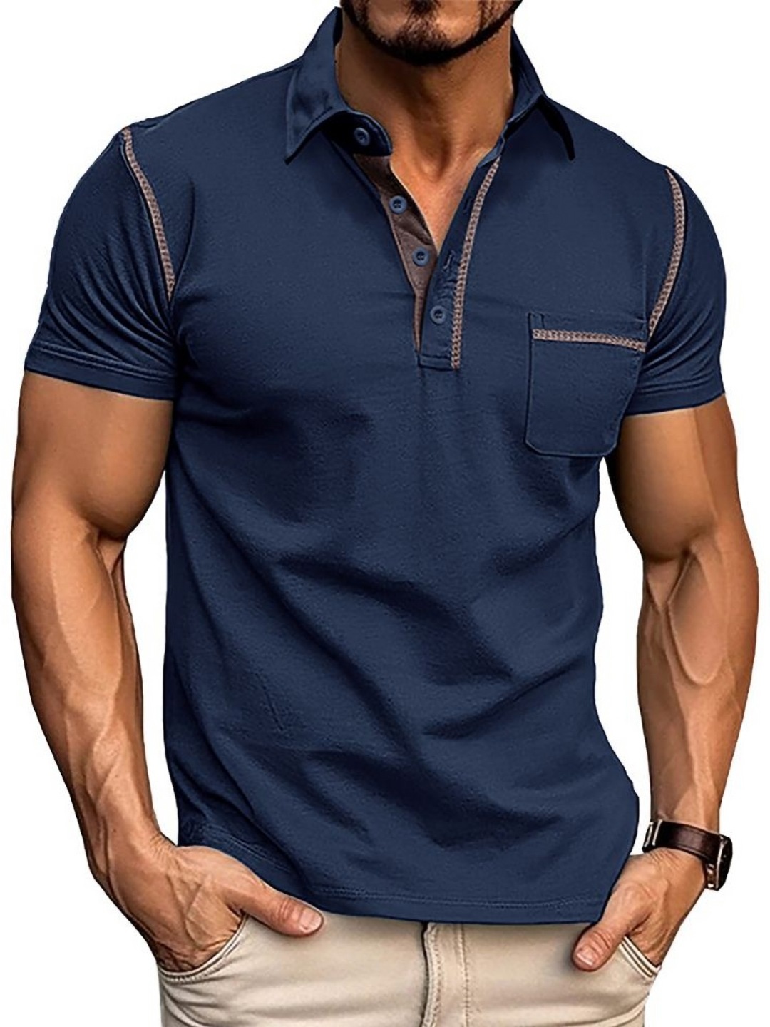 

StyleCast x Revolte Men Polo Collar T-shirt, Blue