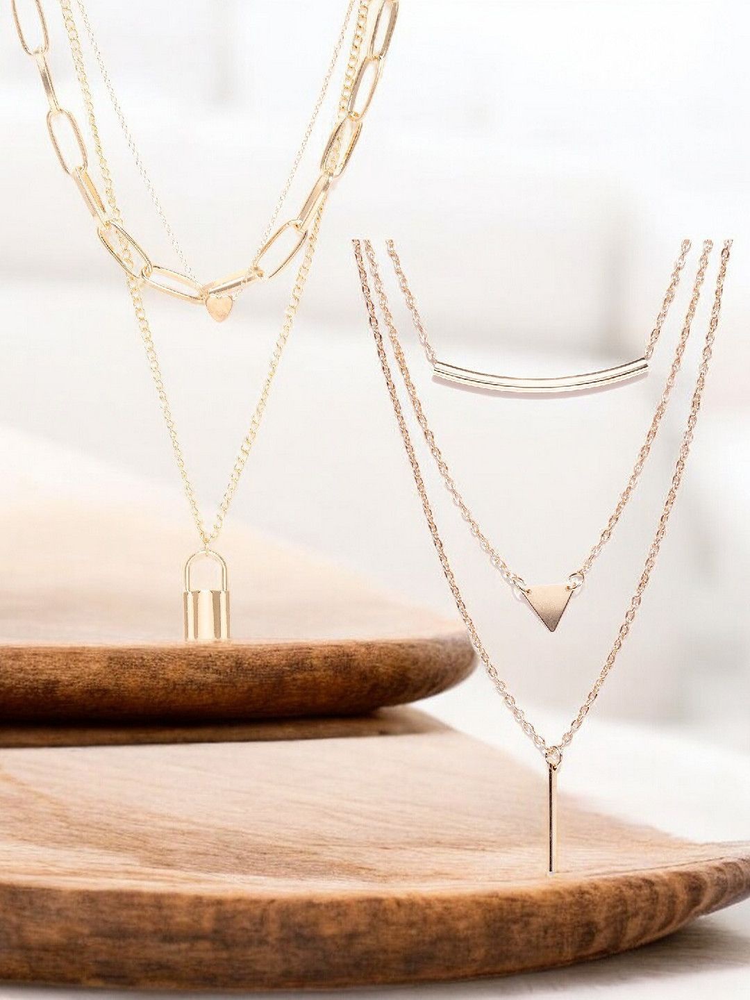 

DressBerry Set Of 2 Layered Necklace, Gold