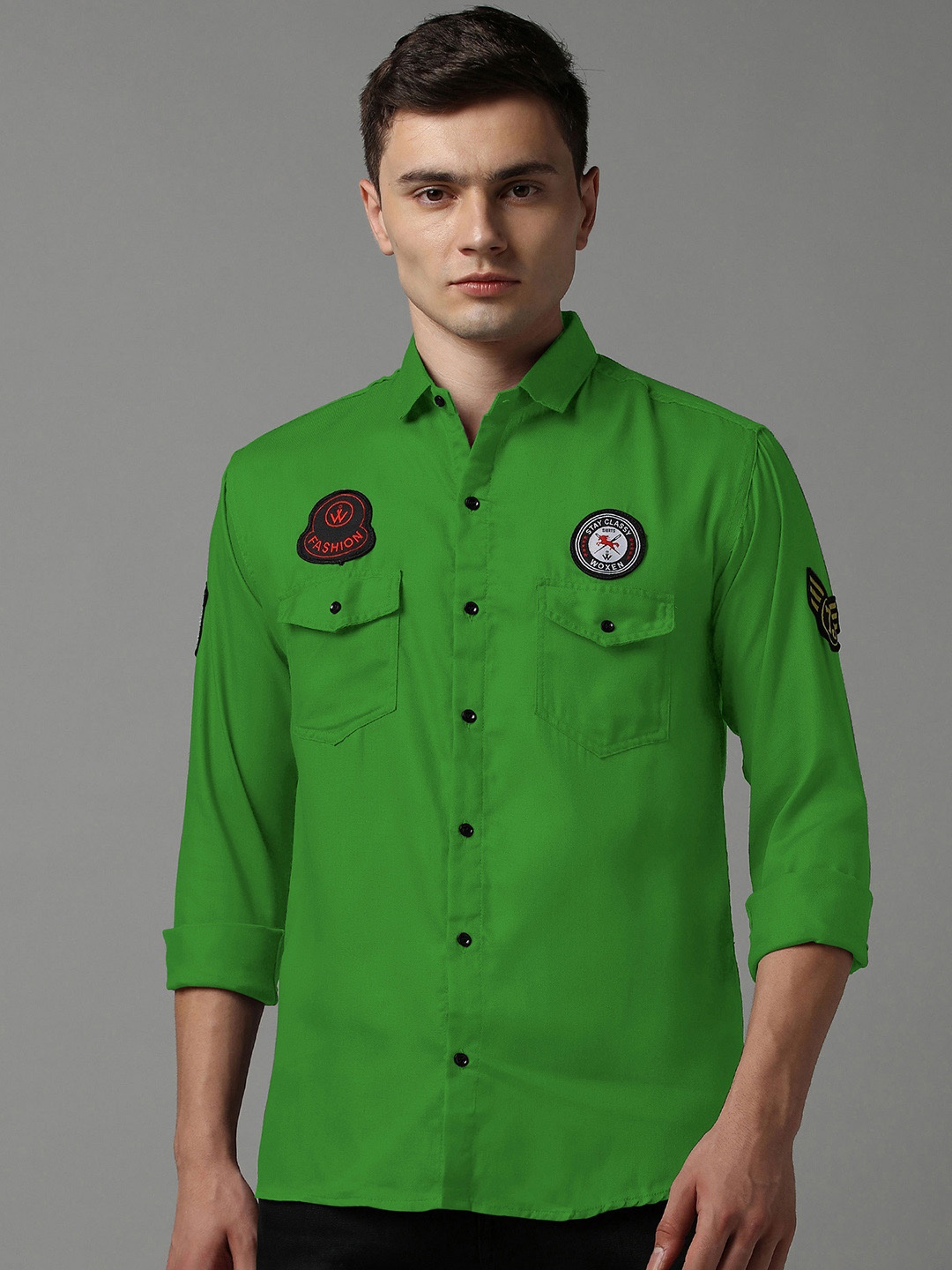

WOXEN Men Original Opaque Casual Shirt, Green