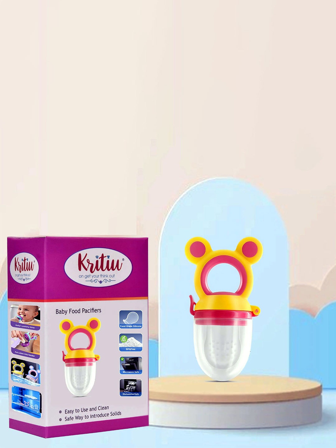 

Kritiu Infants Ultra Care Silicone Fruit & Food Nibbler Feeder, Blue