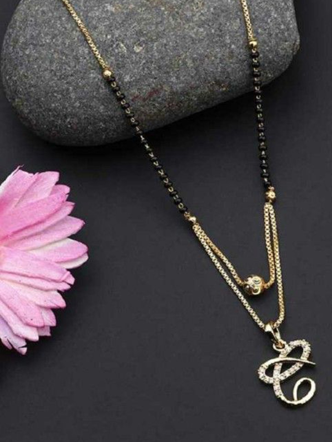 

Wynona Gold-Plated Artificial Stones and Beads Mangalsutra