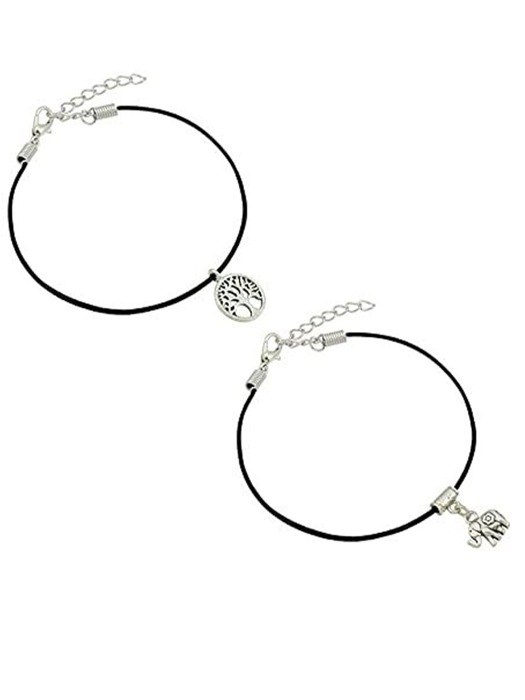 

HIGH TRENDZ Women Set of 2 Anklets, Black