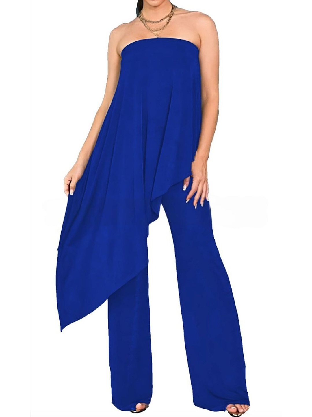 

MIAKEE Strapless Basic Jumpsuit, Blue