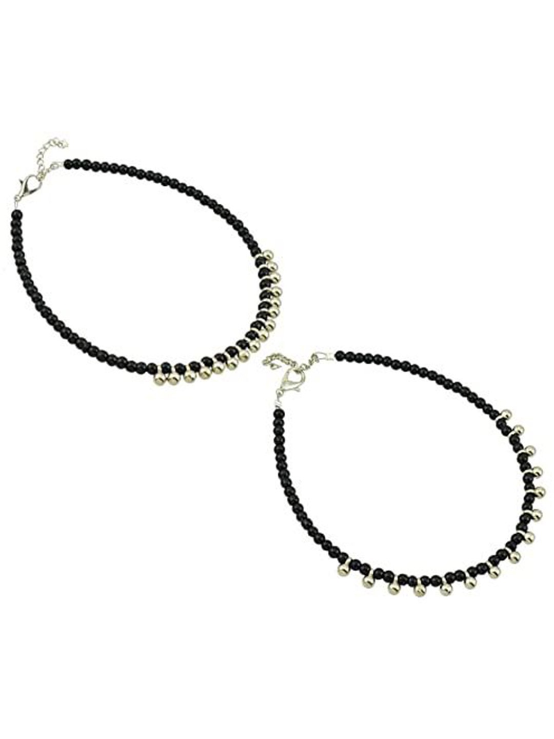 

HIGH TRENDZ Women Set of 2 Anklets, Black