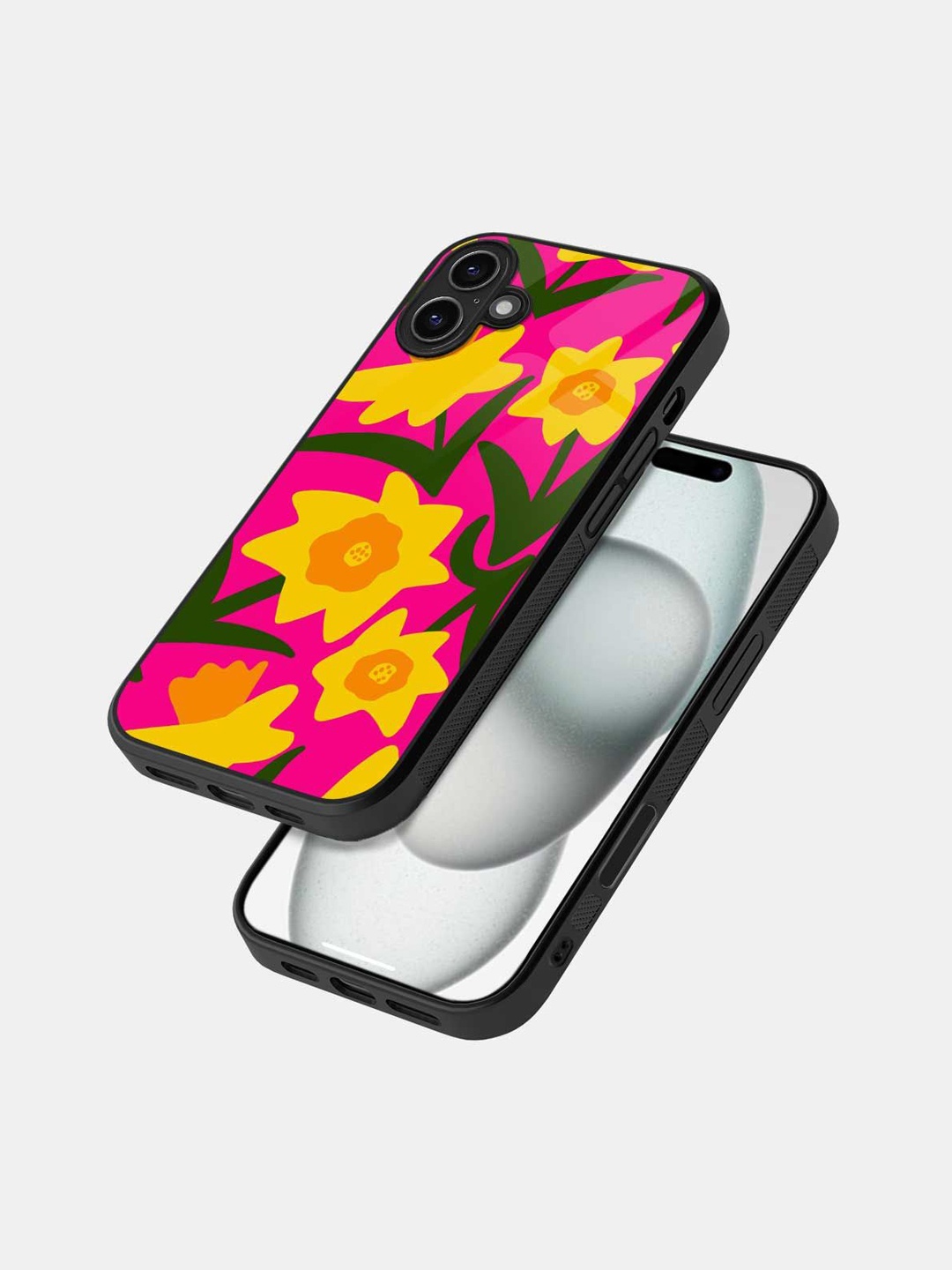 

macmerise Floral Printed iPhone 16 Pro Bumper Case Mobile Accessories, Pink