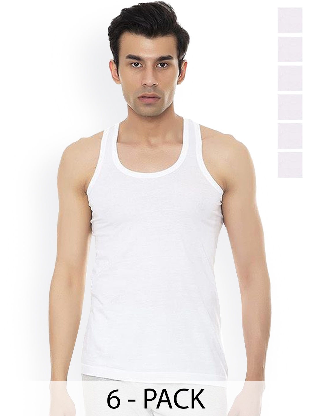 

AMUL COMFY Pack Of 6 Basic Cotton Vests Comfy-White-RN-6-90