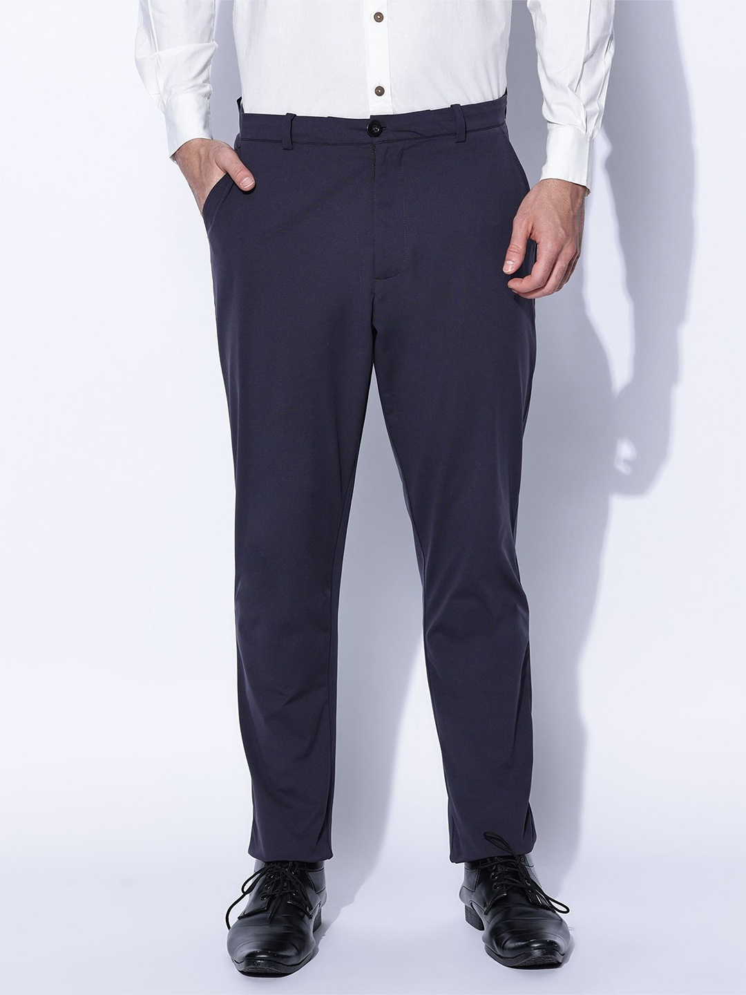 

BLUE TYGA Men Comfort Wrinkle Free Trousers, Grey