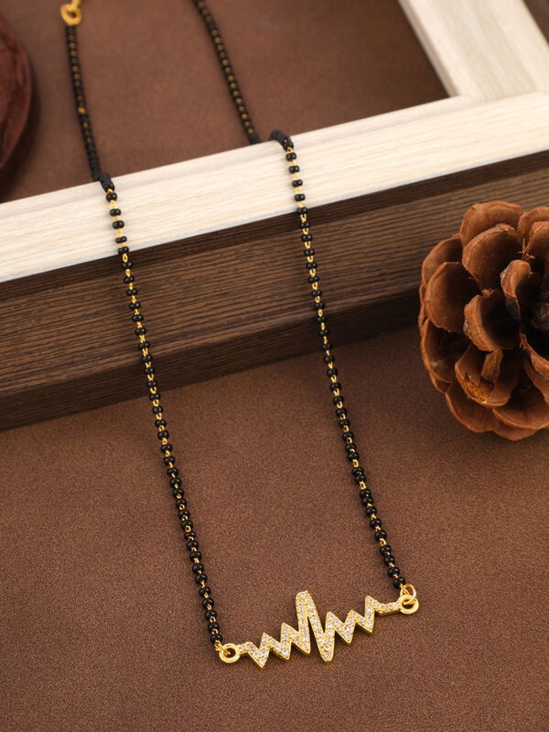 

Wynona Gold-Plated Artificial Beads Mangalsutra
