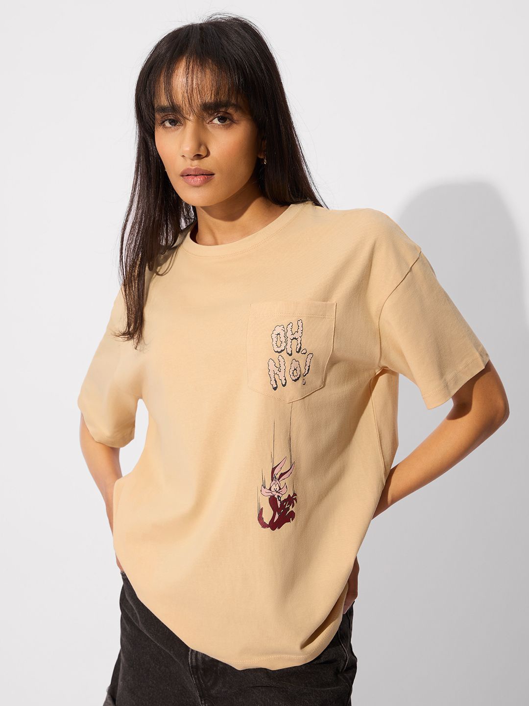 

The Souled Store Women Looney Tunes Printed T-shirt, Beige