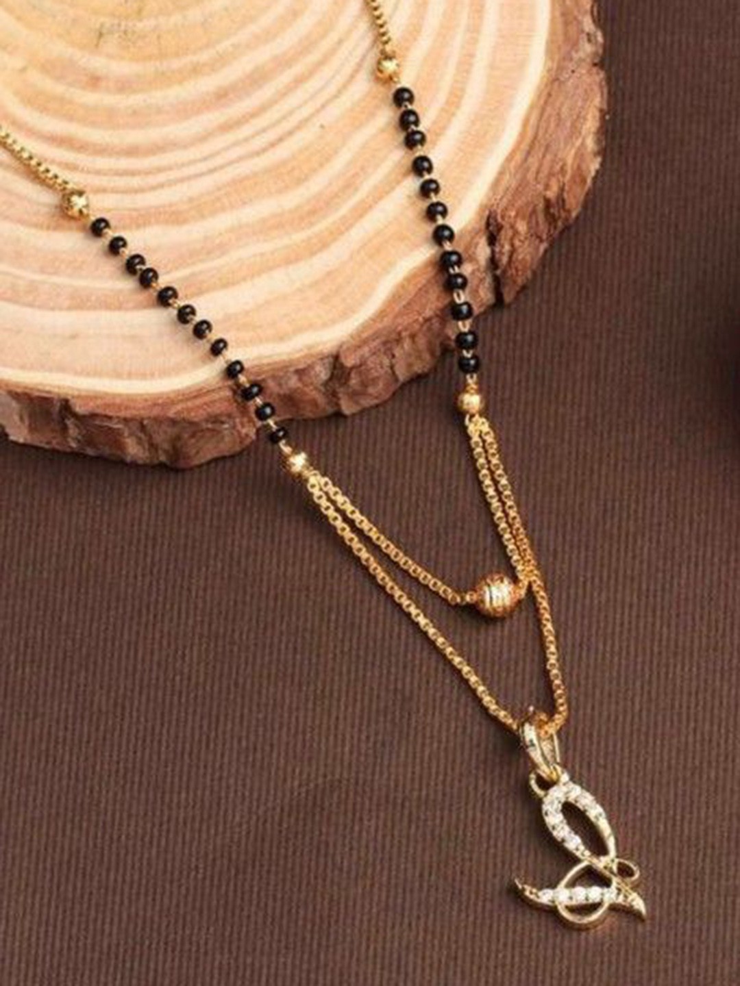 

Wynona Gold-Plated Artificial Beads Mangalsutra
