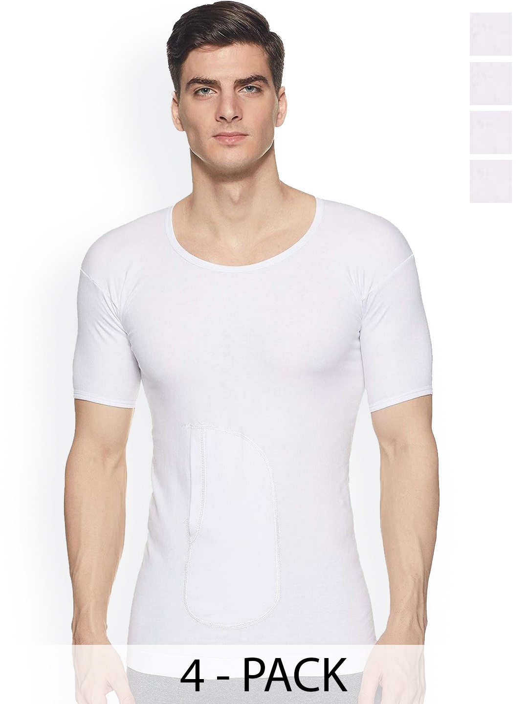 

AMUL COMFY Pack Of 4 Pure Cotton Gym Vests, White