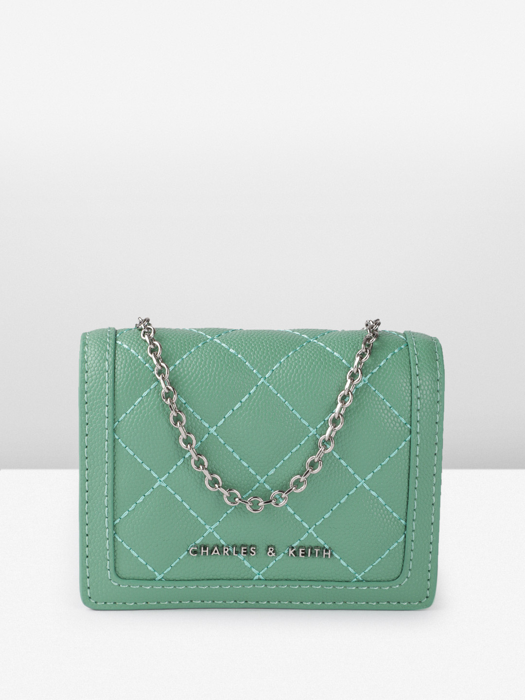 

CHARLES & KEITH Women Quilted Card Holder, Green