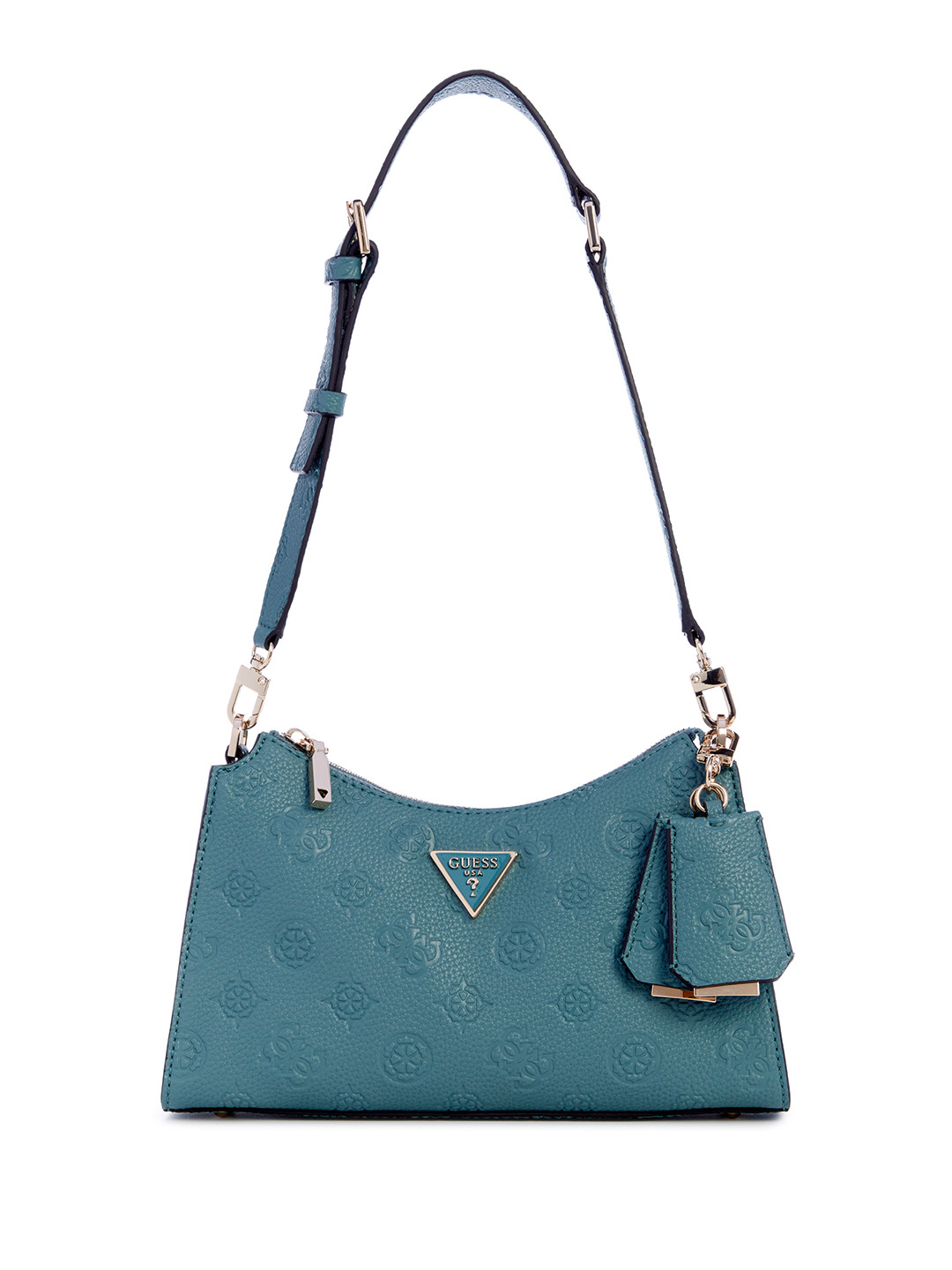 

GUESS Floral Textured PU Structured Shoulder Bag, Teal