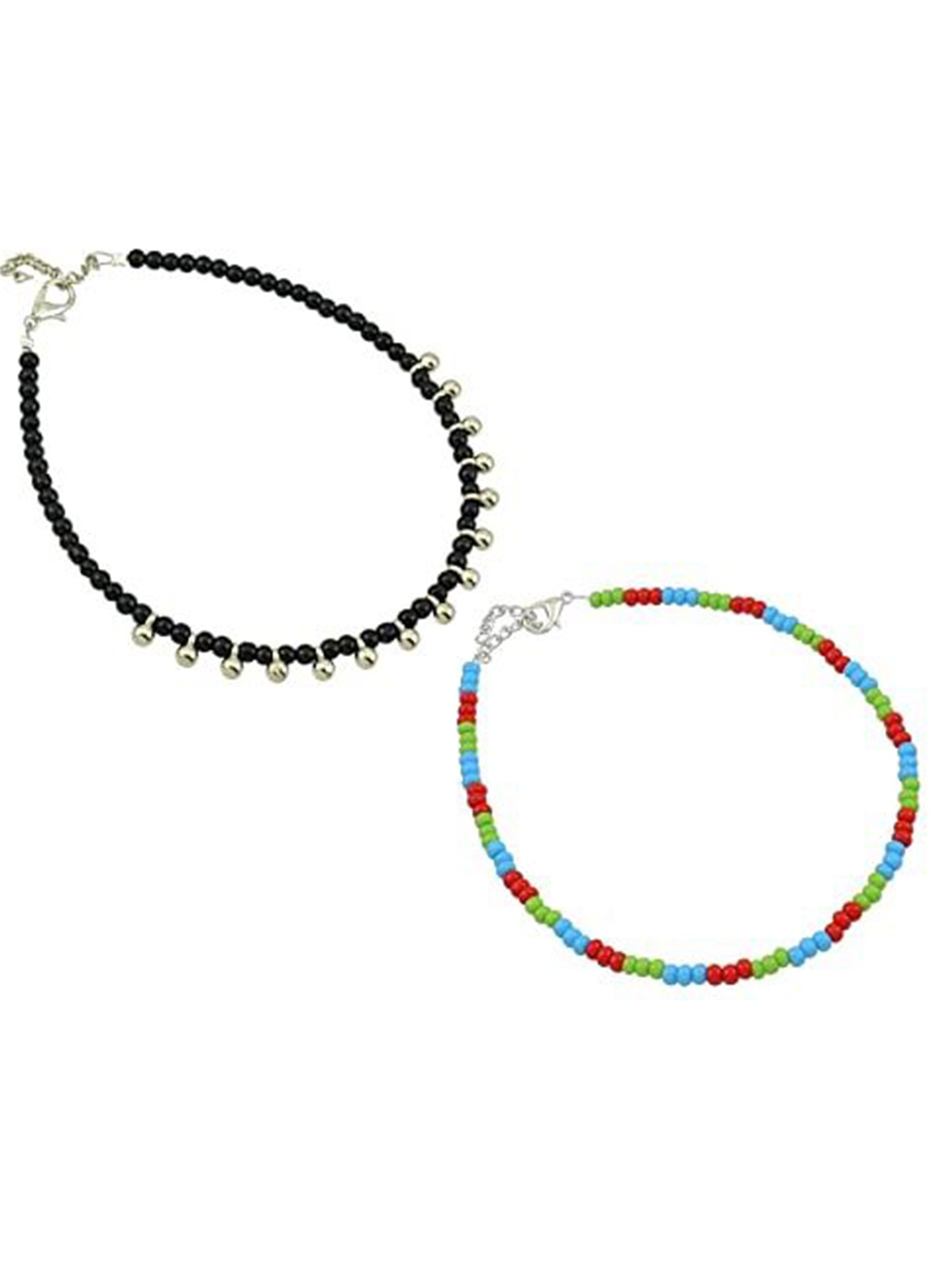 

HIGH TRENDZ Women Set of 2 Anklets, Black