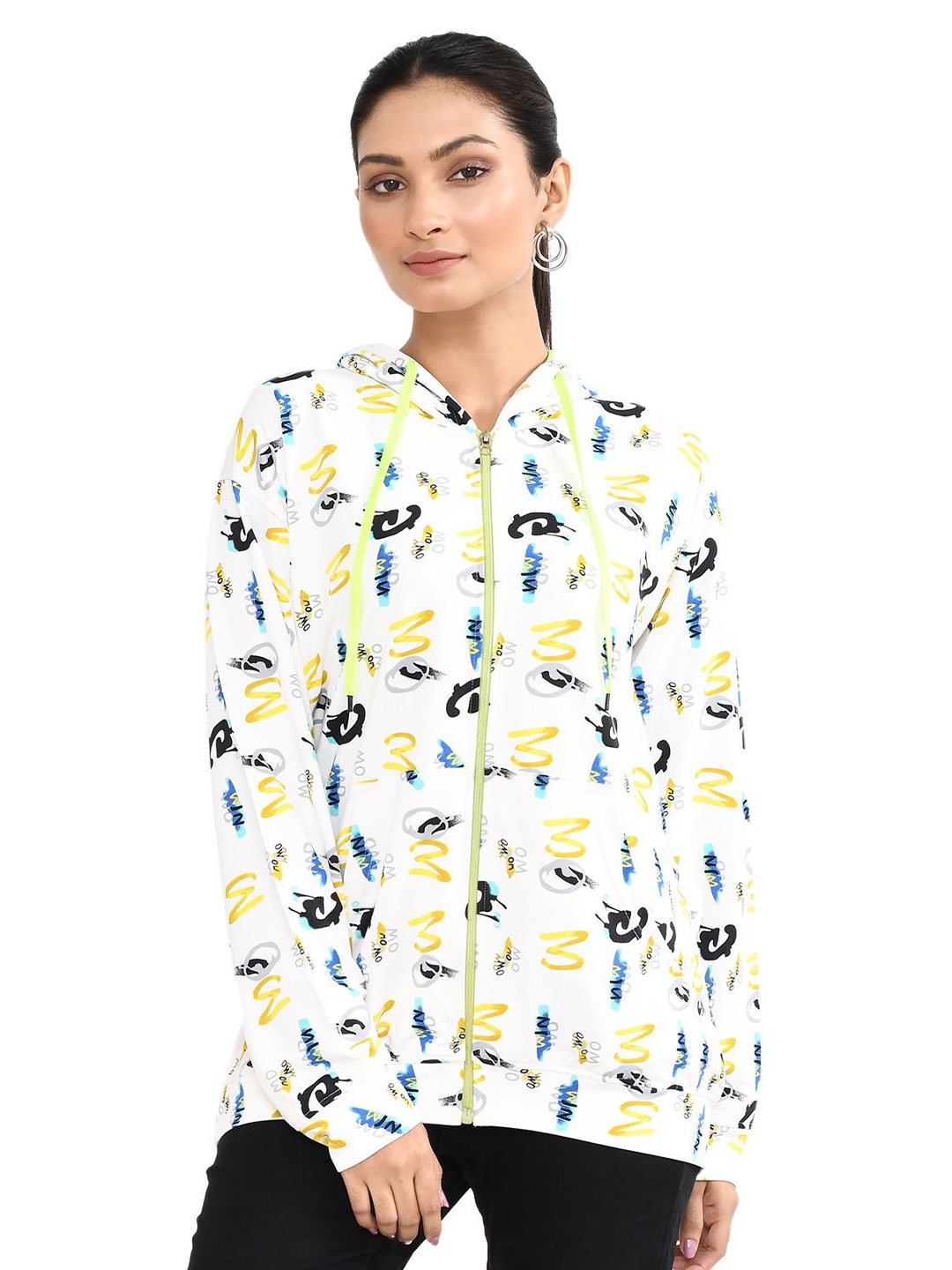 

RAPL Women Printed Hooded Sweatshirt, Black
