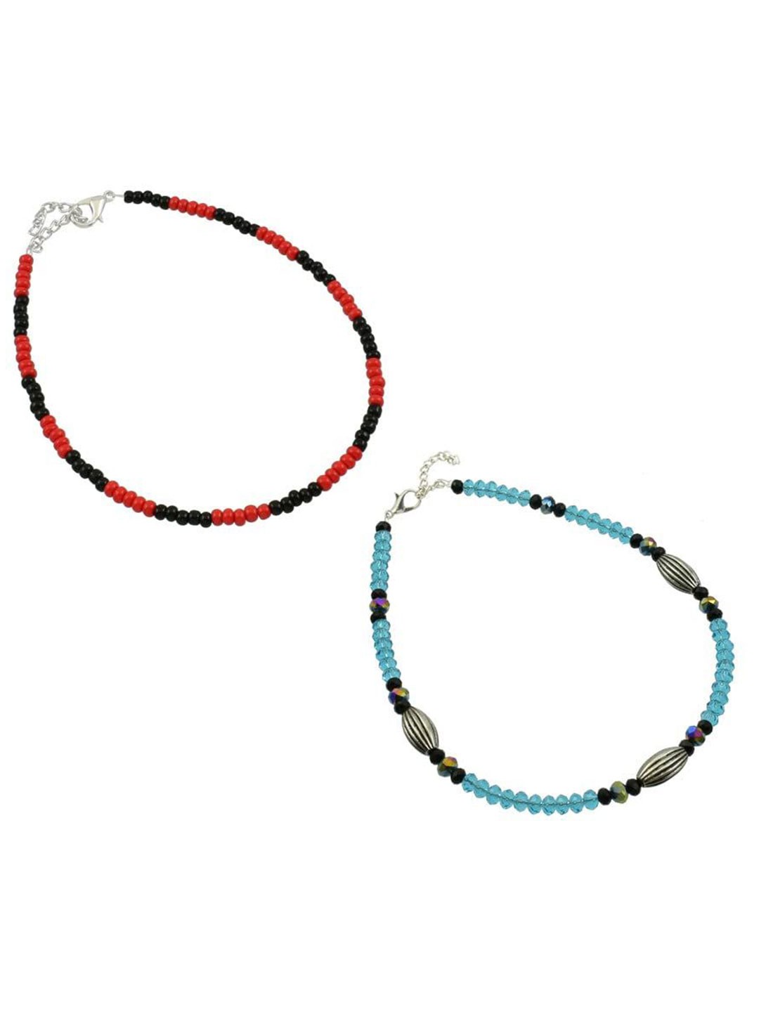

HIGH TRENDZ Women Set of 2 Anklets, Black