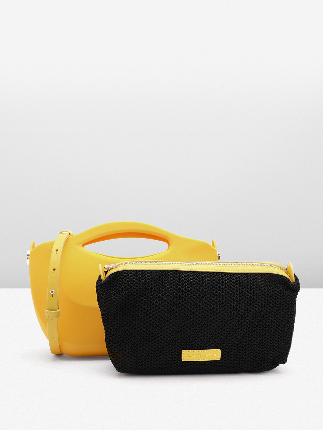 

CHARLES & KEITH Structured Handheld Bag, Yellow