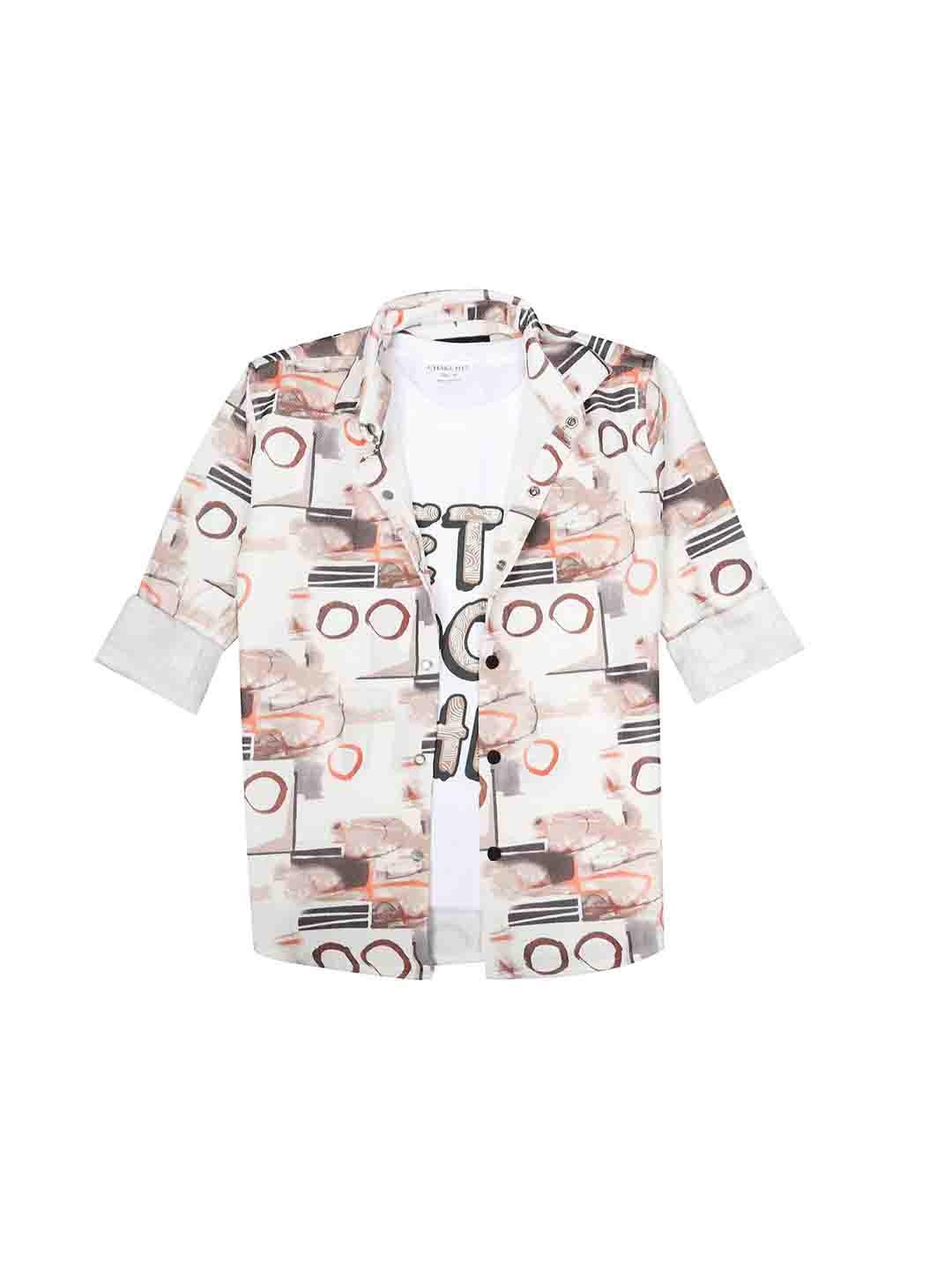

CHARCHIT Boys Comfort Opaque Printed Casual Shirt, Orange