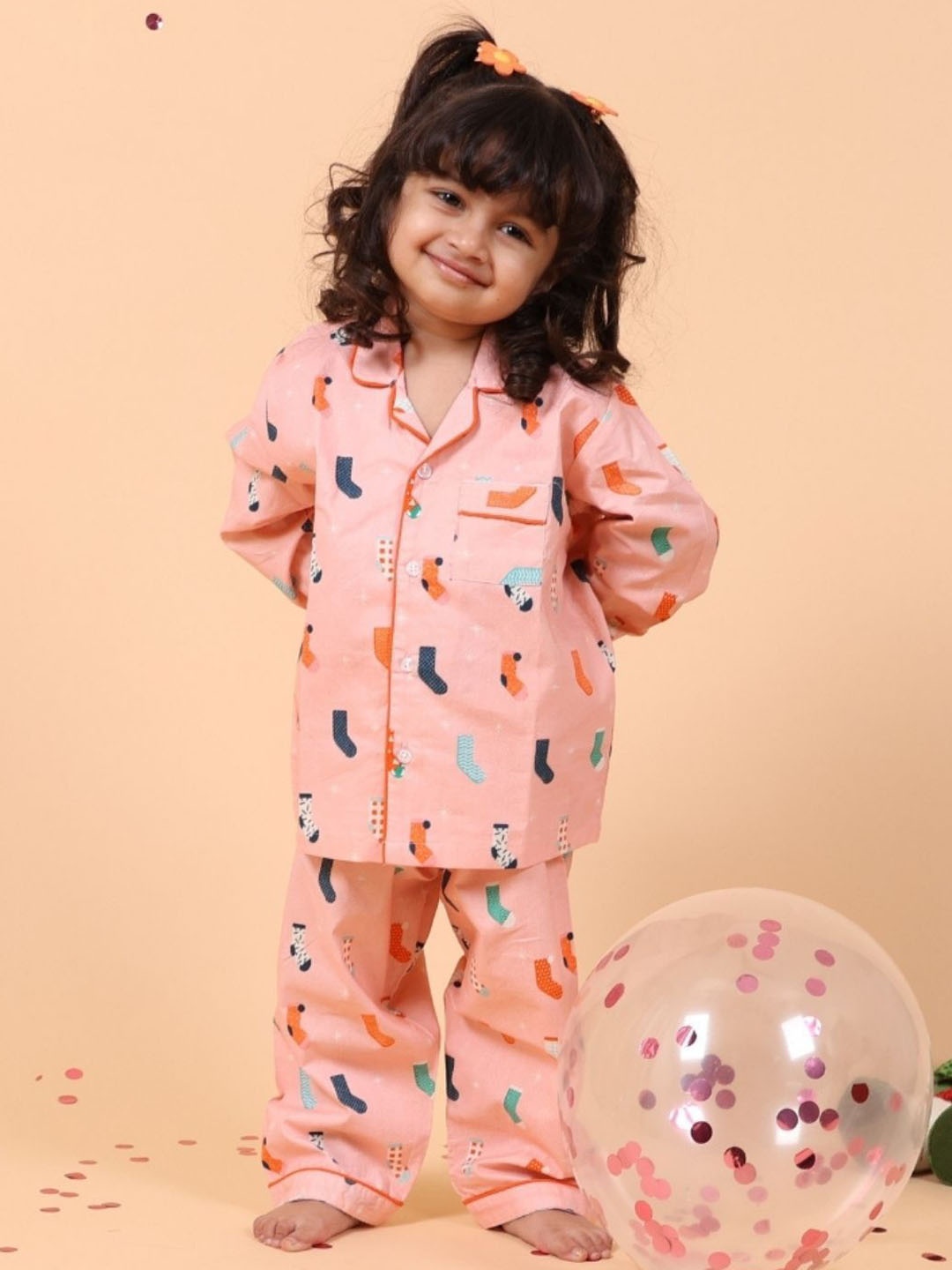 

MAMA AND PEACHES Unisex Kids Printed Night suit, Pink