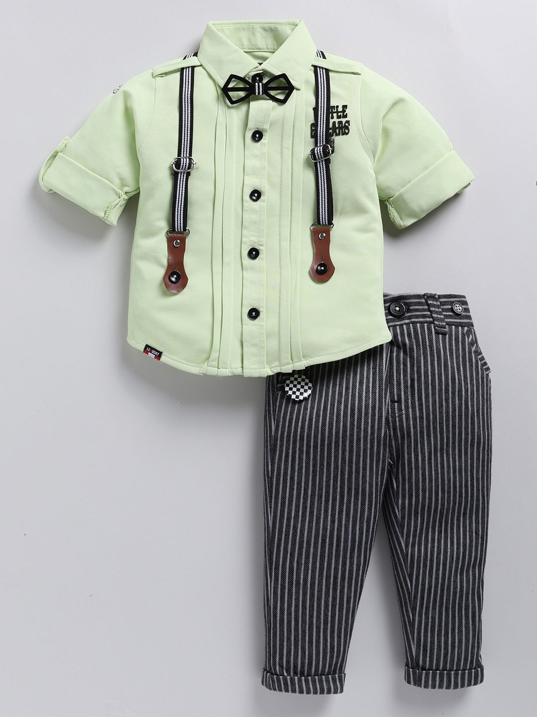 

LITTLE COLLARS Boys Shirt with Trousers, Green