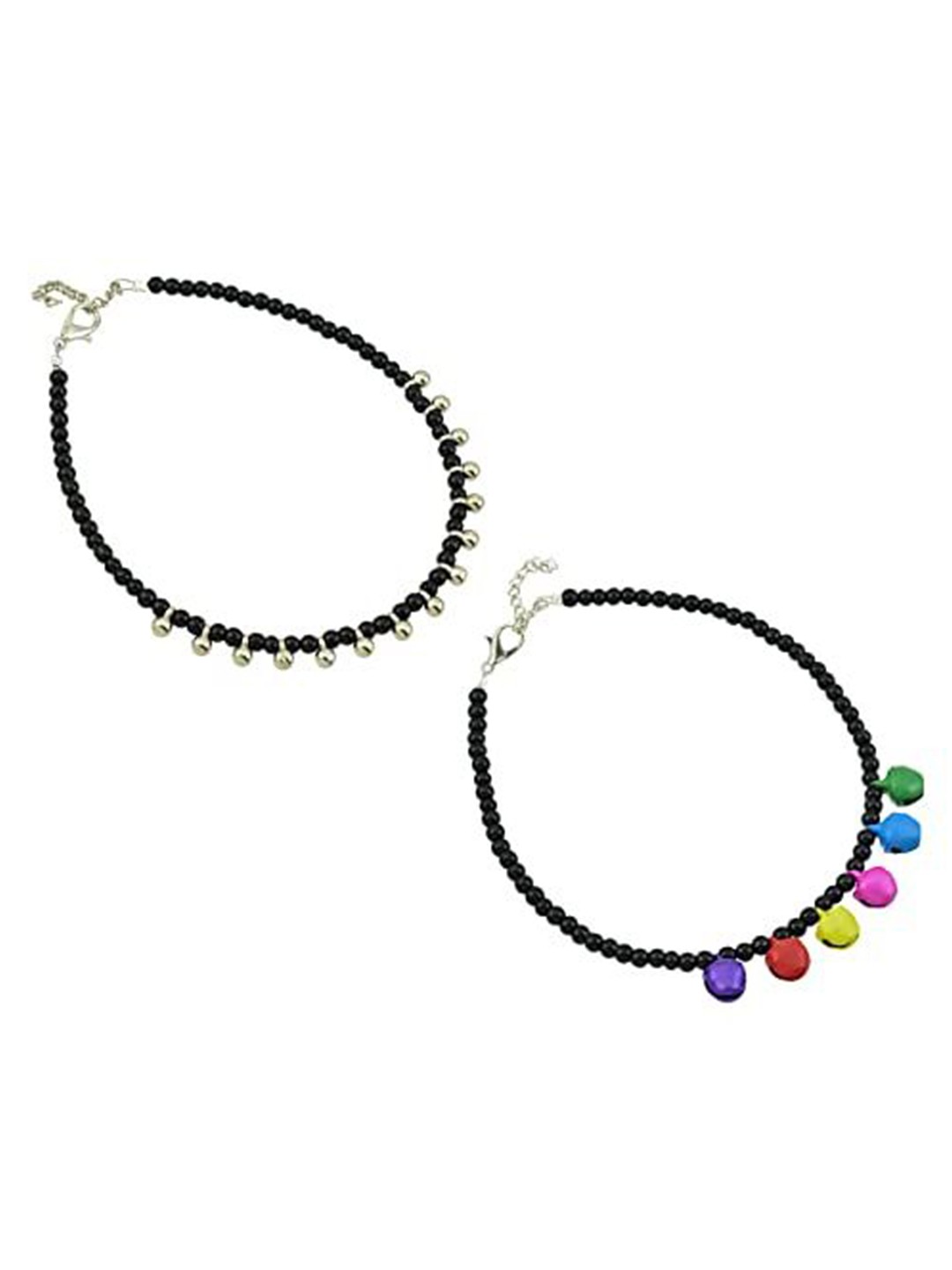 

HIGH TRENDZ Women Set of 2 Anklets, Black
