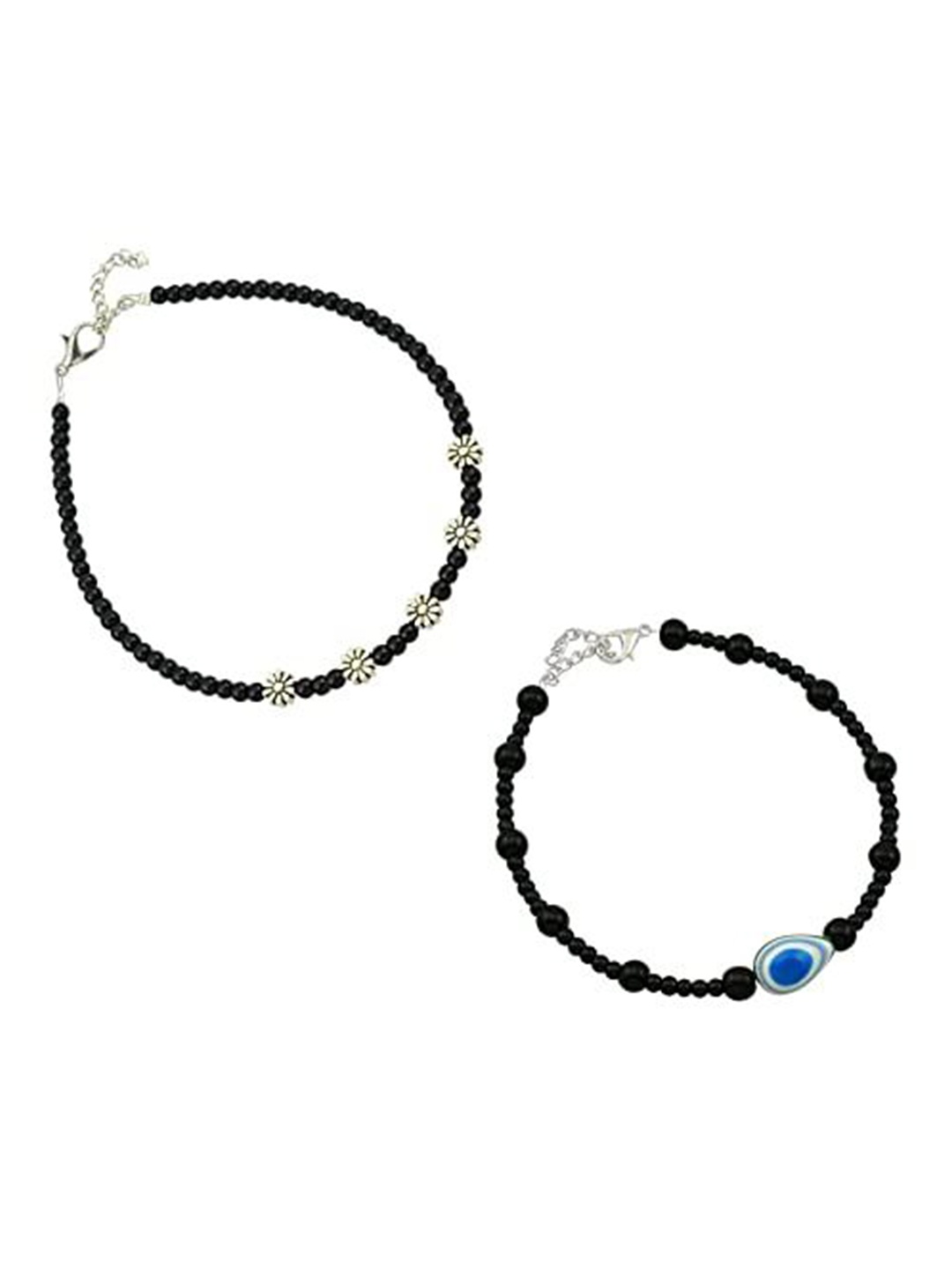 

HIGH TRENDZ Women Set of 2 Anklets, Black