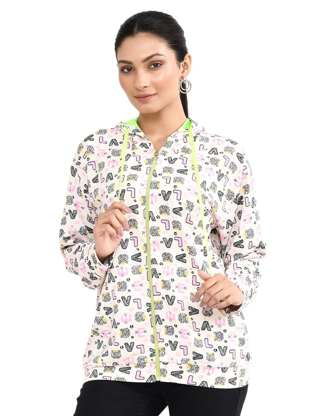 

RAPL Women Printed Hooded Sweatshirt, Pink