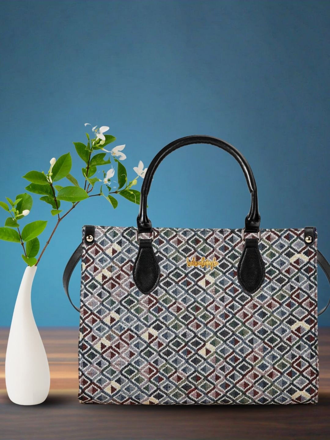 

LIKE STYLE Ethnic Motifs Colourblocked Structured Shoulder Bag, Multi