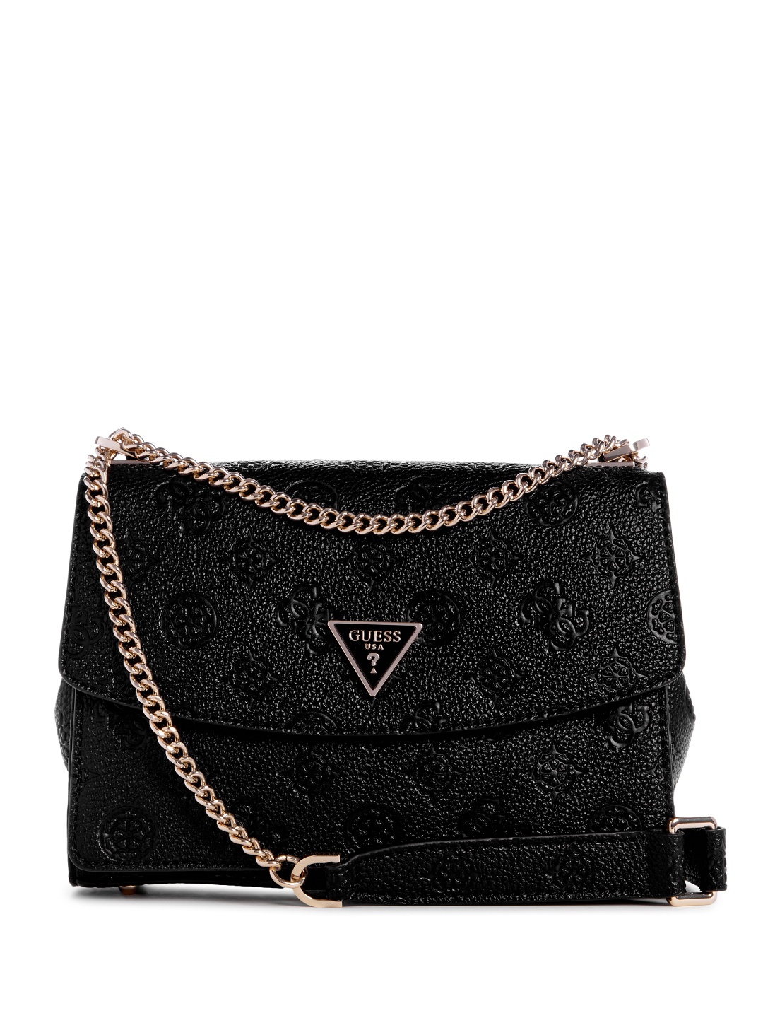 

GUESS Brand Logo Textured Structured Shoulder Bag, Black
