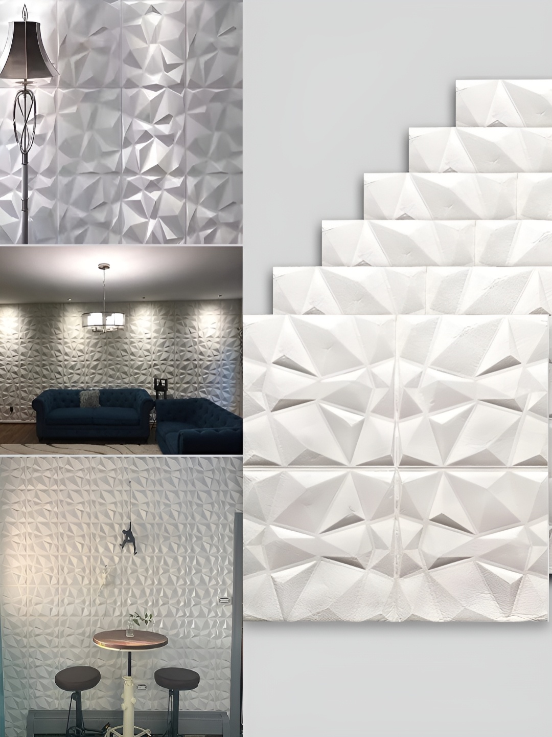 

Lukzer 6-Pcs White Abstract Self-Adhesive Wall Panels