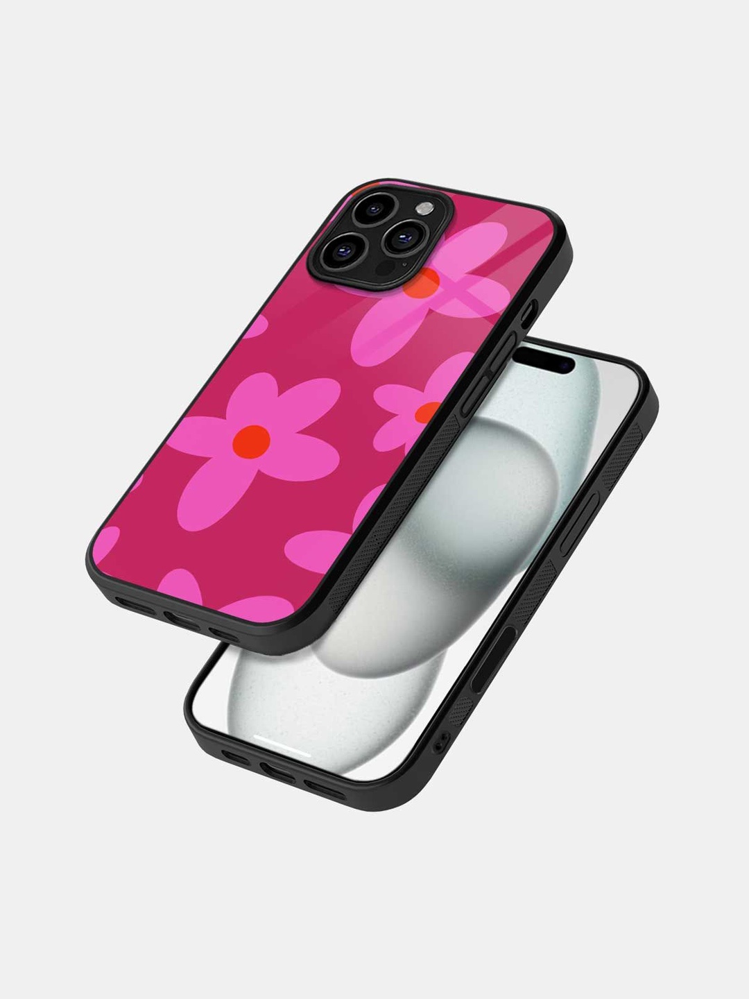 

macmerise Floral Printed iPhone 16 Pro Bumper Case Mobile Accessories, Black