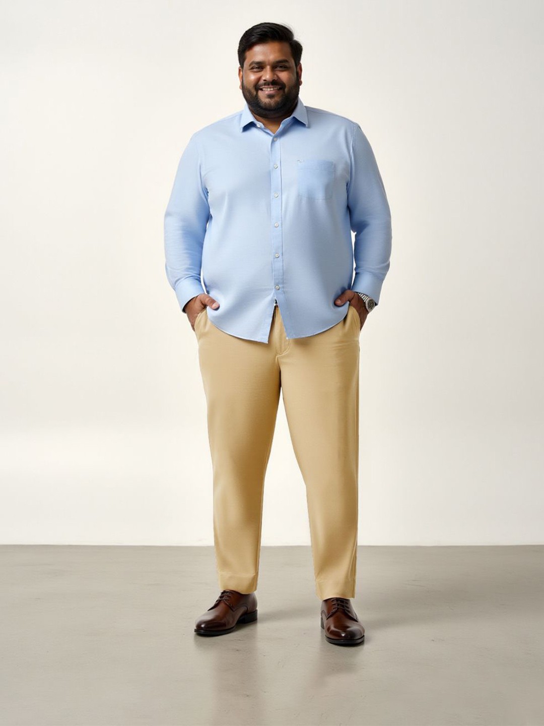 

The Pant Project Men Plus Size Comfort Slim Fit Non Iron Trousers, Beige