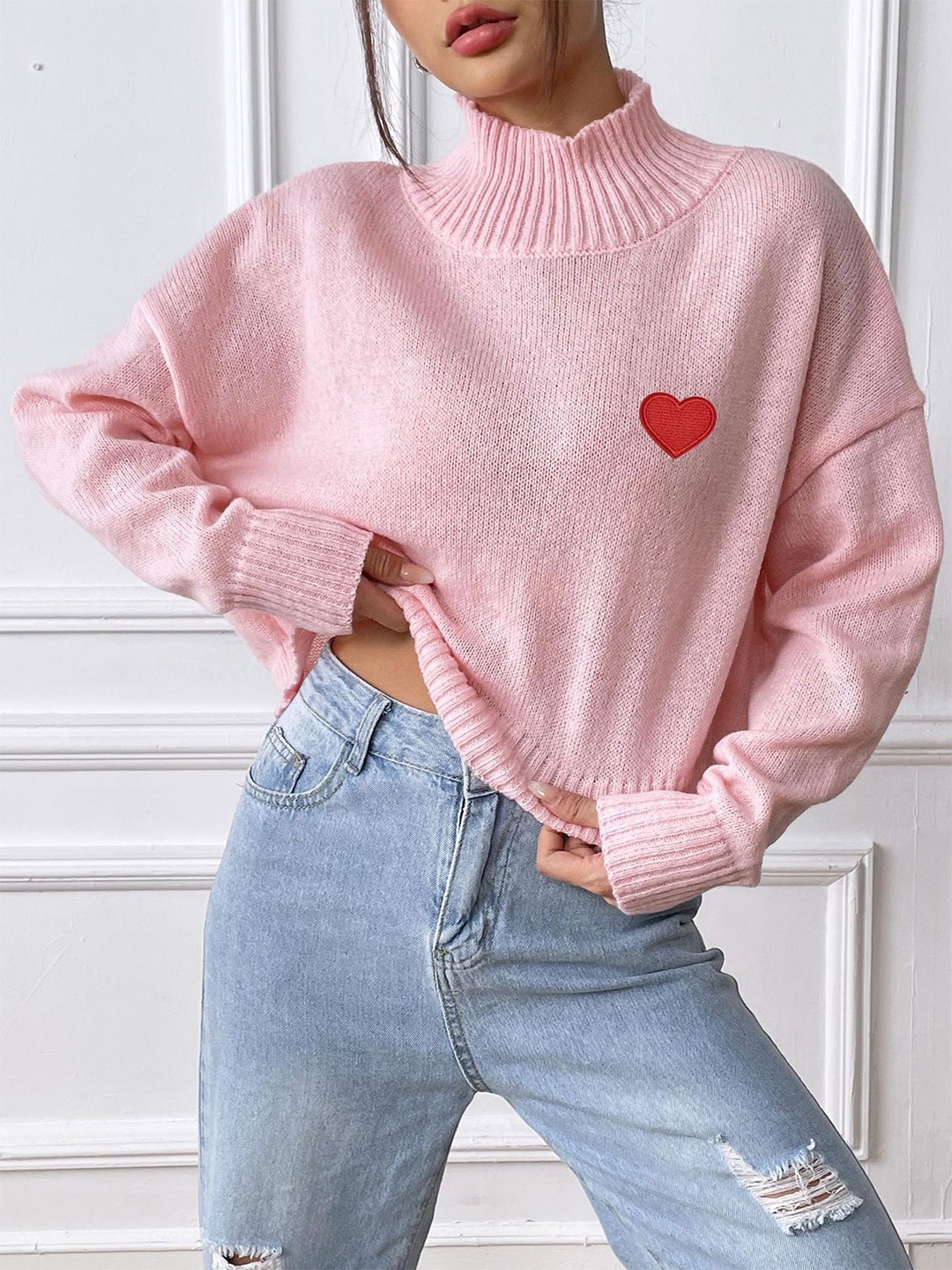 

StyleCast Women Pullover with Applique Detail, Pink
