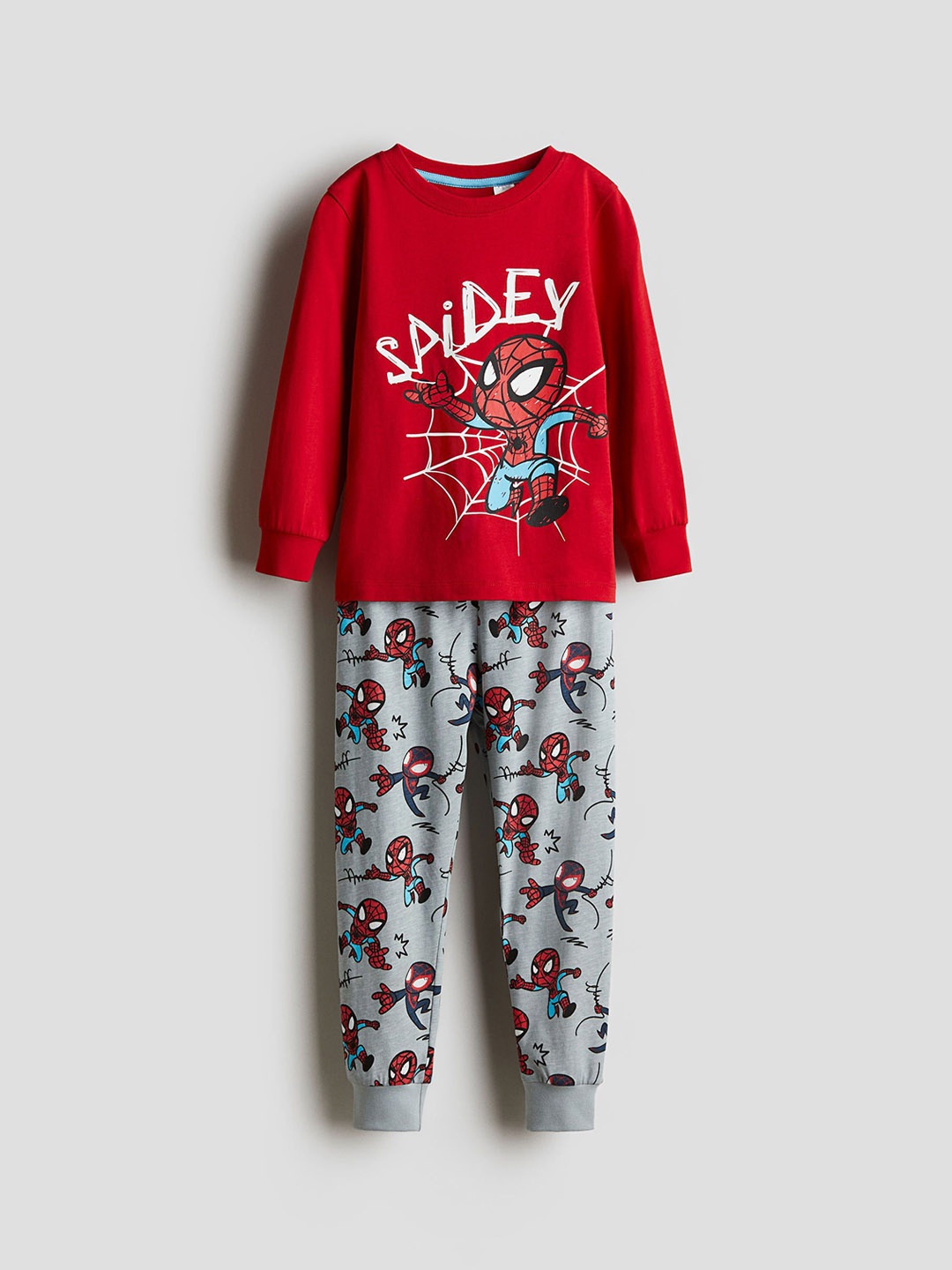 

H&M Printed Cotton Jersey Pyjamas, Red