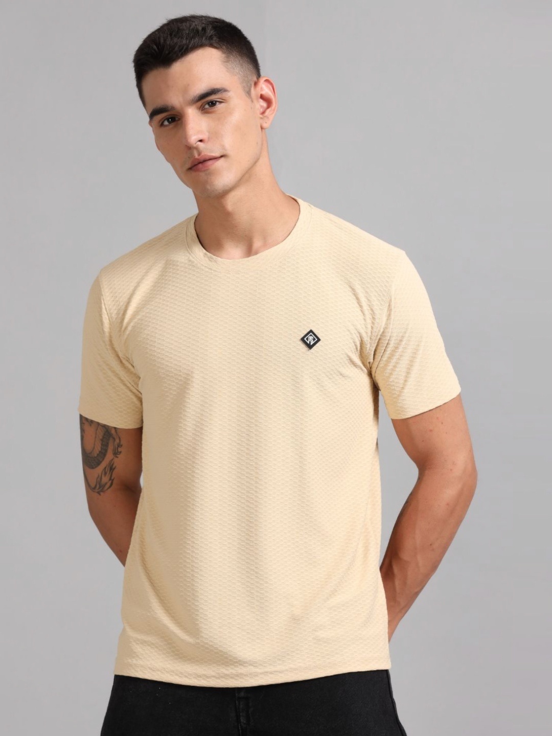 

PAUL STREET Men Slim Fit T-shirt, Cream